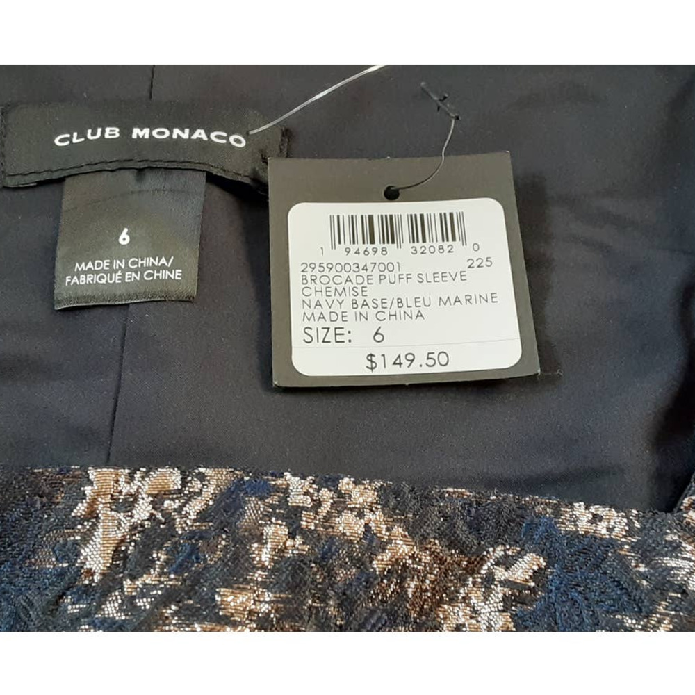 (60% OFF) NWT Club Monaco Brocade Blue Multi Puff Sleeve Blouse Size 6 MSRP $168 - Picture 6 of 6